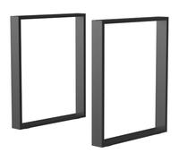 HOMCOM Set 2 Gambe da Tavolo Rettangolari in Acciaio 60x8x72 cm Nero | Gambe per Scrivania Stile Industriale, con Viti, Piedini Antiscivolo, Capacità 60 kg
