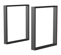 HOMCOM Set 2 Gambe da Tavolo Rettangolari in Acciaio, Gambe per Scrivania Stile Industriale con Viti e Piedini Antiscivolo, Capacità 60 kg, 60x8x72 cm, Nero