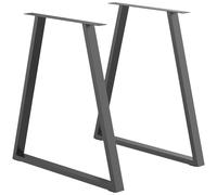 HOMCOM Set 2 Gambe per Tavolo Trapezoidali in Acciaio con 6 Fori e 12 Viti Nero