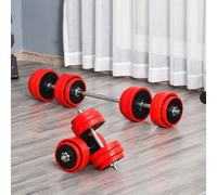 HOMCOM Set 2 in 1 Bilanciere e Manubri Pesi da 30kg, Dischi con Rivestimento in Plastica Antigraffio, Rosso e Nero Scolpisci i tuoi muscoli con il set bilanciere con pesi HOMCOM. Versatile, pratico e 