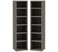 HOMCOM Libreria Scaffale porta CD DVD Set 2 Pezzi a 12 Ripiani, Libreria a Colonna per 204 CD in Legno per Soggiorno, Salotto, Studio e Ufficio, 21x22.5x88.5 cm, Grigio Scuro