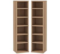 HOMCOM Libreria Scaffale porta CD DVD Set 2 Pezzi a 12 Ripiani, Libreria a Colonna per 204 CD in Legno per Soggiorno, Salotto, Studio e Ufficio, 21x22.5x88.5 cm, Colore Legno