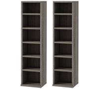 HOMCOM Set 2 Mobili Porta CD Ripiani Regolabili 21x22.5x88.5cm Grigio Scuro