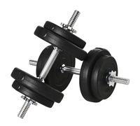 HOMCOM Set 2 Manubri Pesi da 20/30kg Totali con 8/12 Dischi in Acciaio e PU Nero