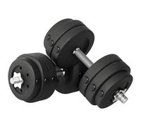 HOMCOM Set 2 Manubri Pesi da 20/30kg Totali con 8/12 Dischi in Acciaio e PU Nero
