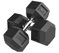 HOMCOM Set 2 Manubri Pesi Esagonali 2x15 kg con Impugnatura Antiscivolo Nero