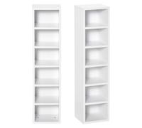 HOMCOM Set 2 Mobili Porta CD Ripiani Regolabili 21x19.2x88.3cm Bianco | Scaffale Porta 160 CD Salvaspazio, Mobile Portacd 12 Scomparti, Soggiorno, Camera da Letto, Ufficio