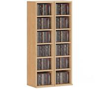 HOMCOM Set di 2 Mobili Porta CD con Ripiani Regolabili, Scaffale Porta 204 CD Salvaspazio, Mobile Portacd con 12 Scomparti, per Soggiorno, Camera da Letto, Ufficio, 21x22.5x88.5cm, Color Legno