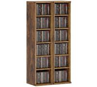 HOMCOM Set 2 Mobili Porta CD Ripiani Regolabili 21x22.5x88.5cm Marrone