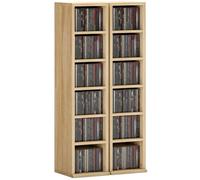 HOMCOM Set 2 Mobili Porta CD Ripiani Regolabili 21x22.5x88.5cm Rovere