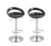 HOMCOM Set 2 Sgabelli da Bar Alti, Sgabelli Girevoli a 360°, con Schienale e Poggiapiedi, Altezza Regolabile, Base in Acciaio, per Sala da Pranzo e Cucina, 46x41x76-96cm, Nero