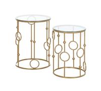HOMCOM Set 2 Pezzi Tavolini da Caffè Design Elegante, Metallo e Vetro Temperato