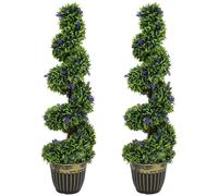 HOMCOM Set 2 Piante Artificiale in PE con Lavanda e Vaso Ø28x90 cm Verde
