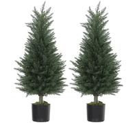 HOMCOM Set 2 Piante Artificiali di Cipressi in Vaso da 362 Foglie Ø40x90cm Verde