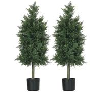 HOMCOM Set 2 Piante Finte di Cedro con Foglie in PE Verde 38x12.5x90 cm