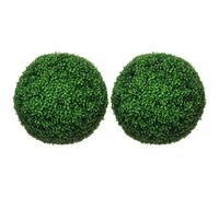 HOMCOM Set 2 Piante Finte Sfera di Bosso per Interno ed Esterno Verde