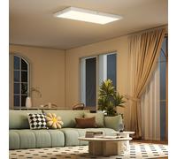 HOMCOM Set 2 Plafoniere LED Sottili e Minimal con Colore Regolabile, in Acciaio e Plastica, 60x30x3.7 cm, Bianco Aosom Italy