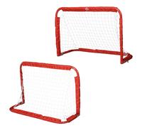 HOMCOM Set 2 Porte da Calcio Pieghevoli da Esterno con 4 Picchetti, in Acciaio e Tetrolon, 90x36x60 cm, Rosso