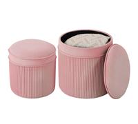 HOMCOM Set di 2 Pouf Poggiapiedi Impilabili Rotondi, Pouf Contenitore Grande da 34.8L, Sgabelli Rotondi Imbottiti con Rivestimento in Velluto, per Soggiorno e Camera da Letto, Rosa