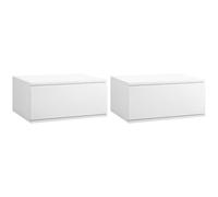 HOMCOM Set 2 pz Comodino Moderno con Cassetto Sospeso 49x38x23cm Bianco