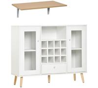 HOMCOM Set 2 pz con Tavolo a Muro Pieghevole e Credenza Moderna Portaoggetti