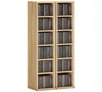 HOMCOM Set 2 Scaffali porta CD con Ripiani Regolabili per 204 CD Marrone Rustico