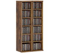 HOMCOM Set 2 Scaffali porta CD con Ripiani Regolabili per 204 CD Marrone Rustico