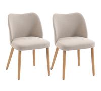 HOMCOM Set 2 Sedie con Schienale Curvo e Gambe Legno, Grigio Chiaro