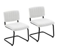 HOMCOM Set 2 Sedie da Pranzo Imbottite Ampie, Bianco Crema