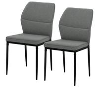 HOMCOM Set 2 Sedie da Pranzo Imbottite Schienale Ergonomico in Velluto Grigio