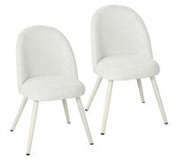 HOMCOM Set di 2 Sedie Sala da Pranzo in Velluto, Seduta Spessa, Bianco | Sedie da Cucina Moderne, Schienale Trapuntato, Gambe in Acciaio, Sedia Imbottita per Cucina Camera da Letto Soggiorno