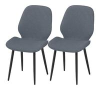HOMCOM Set 2 Sedie da Pranzo Moderne con Schienale Curvo, Sedie da Cucina in Tessuto Effetto Lino con Gambe in Acciaio per Sala da Pranzo, 46x56x86 cm, Nero e Grigio