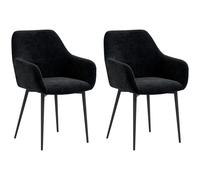 HOMCOM Set 2 Sedie da Pranzo Stile Nordico Vellutato con Braccioli Crema