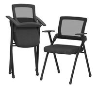 HOMCOM Set 2 Sedie Moderne e Pieghevoli con Schienale Curvo Effetto Lino Nero