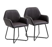 HOMCOM Set 2 Sedie Moderne per Sala da Pranzo, Cucina o Soggiorno, Sedie Imbottite in Similpelle Marrone 60x56.5x85cm