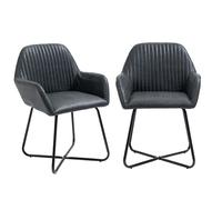 HOMCOM Set 2 Sedie Moderne per Sala da Pranzo o Soggiorno in Similpelle Nera