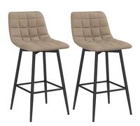 HOMCOM Set 2 Sgabelli Alti, Stile Nordico, Schienale e Poggiapiedi, Marrone