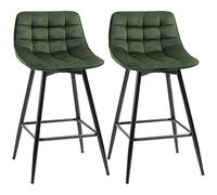 HOMCOM Set 2 Sgabelli Alti, Stile Nordico, Schienale e Poggiapiedi, Verde