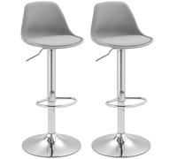 HOMCOM Set 2 Sgabelli Bar con Altezza Regolabile con Schienale Grigio