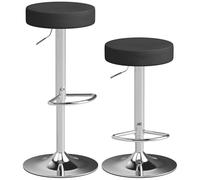 HOMCOM Set 2 Sgabelli Bar con Altezza Regolabile e Girevoli a 360°, Sgabelli Cucina Alti in PU con Poggiapiedi, Seduta Morbida, Struttura in Metallo, Sedie Bar Alte per Penisola Sala da Pranzo, Nero