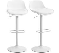 HOMCOM Set 2 Sgabelli Bar con Altezza Regolabile in Finta Pelle Bianco