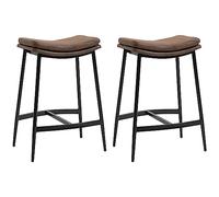 HOMCOM Set 2 Sgabelli Bar con Poggiapiedi 48.5x38.5x68.5 cm Nero e Marrone