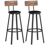 HOMCOM Set 2 Sgabelli Bar con Schienale in Finta Pelle Marrone Rustico | Sgabelli Cucina, con Poggiapiedi, Sedie Bar Alte Stile Industriale, per Soggiorno Sala da Pranzo Cucina