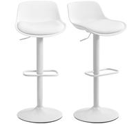 HOMCOM Set 2 Sgabelli Bar Girevoli con Schienale e Altezza Regolabile Bianco