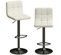 HOMCOM Set 2 Sgabelli Bar Girevoli, Regolabili in Altezza, Crema