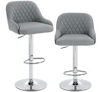 HOMCOM Set 2 Sgabelli Bar Girevoli Regolabili in Altezza, Grigio Chiaro