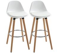 HOMCOM Set 2 Sgabelli Bar in PU Moderni, Seduta Alta 69 cm Imbottita Bianco