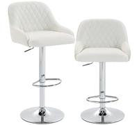 HOMCOM Set 2 Sgabelli Bar in PU, Sgabelli per Penisola, Bianco