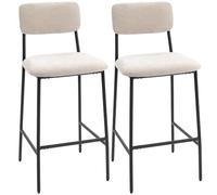 HOMCOM Set 2 Sgabelli Bar, Sgabelli Cucina Alti, Schienale Alto, Crema