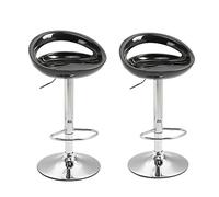 HOMCOM Set 2 Sgabelli da Bar Alti, Sgabelli Girevoli a 360°, con Schienale e Poggiapiedi, Altezza Regolabile, Base in Acciaio, per Sala da Pranzo e Cucina, 46x41x76-96cm, Nero